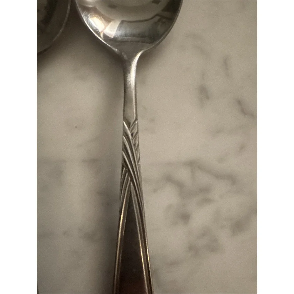 Rogers Stainless Korea Soup Spoons Braided Wheat Pattern Vintage (5)